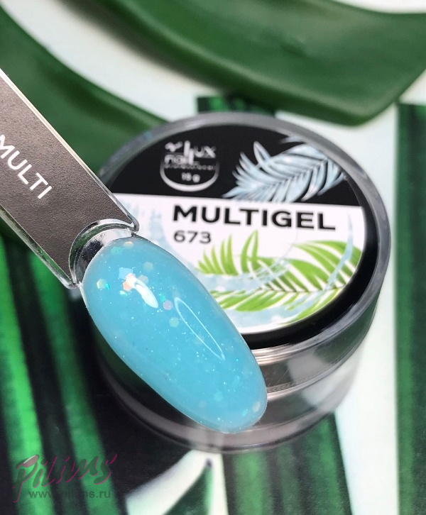 MULTIGEL LUXNAIL гипоаллергенный #673 нежный бирюзовый с юкки